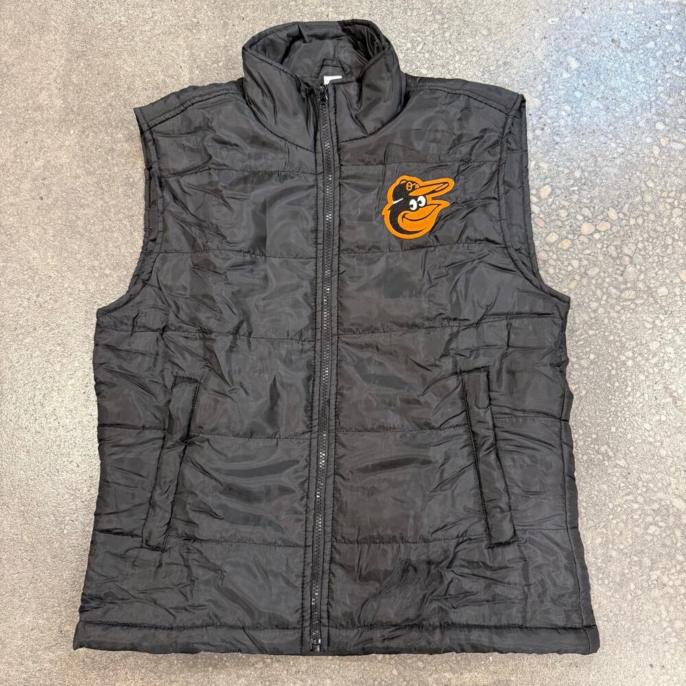 Baltimore Orioles Puffer Vest Embroidered Logo Black MLB Men’s Size M